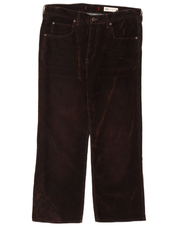 Jeans corti da donna ZARA EU 42 Large W32 L25 cotone marrone