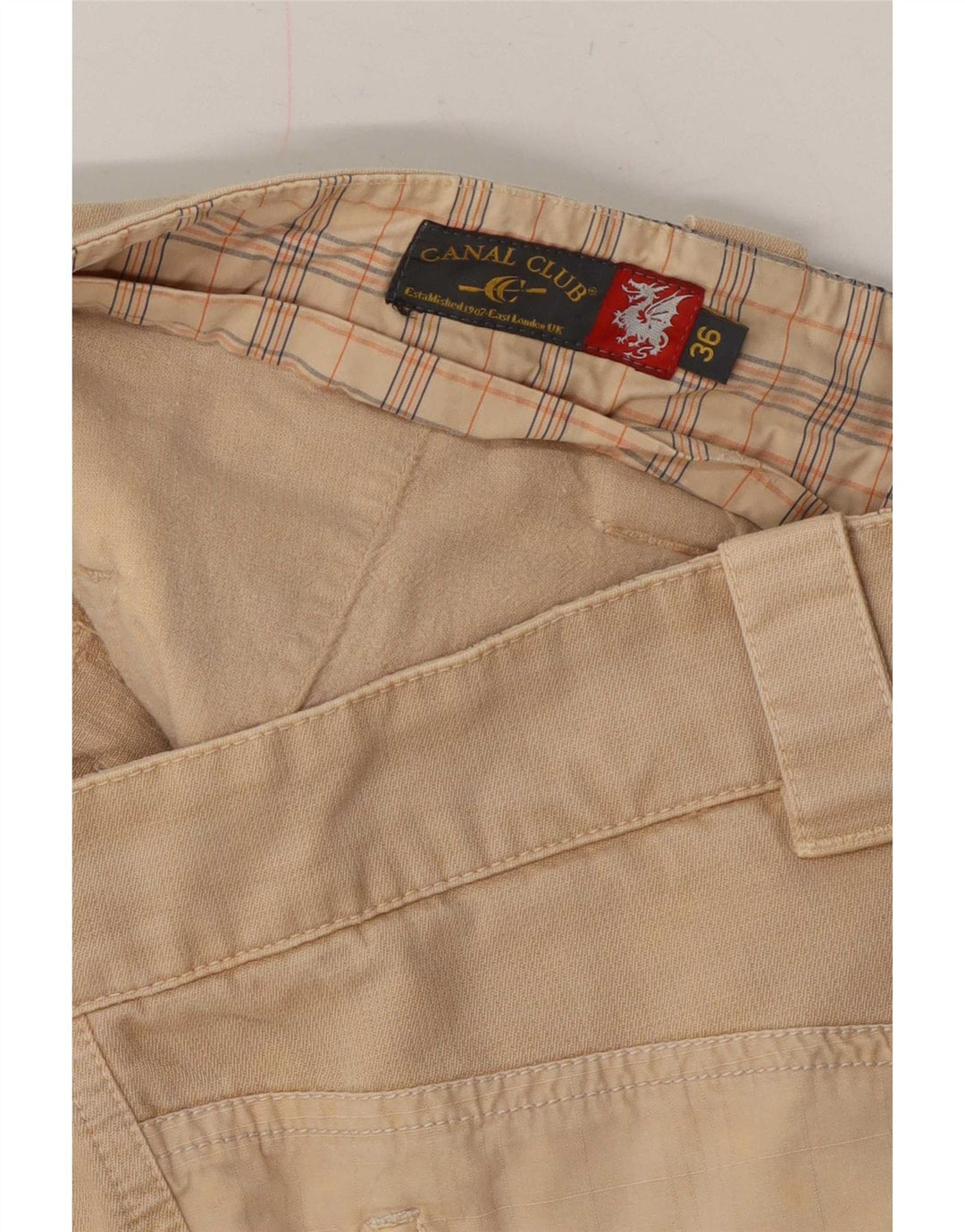 Pantaloncini chino grafici vintage da uomo W36 grandi beige