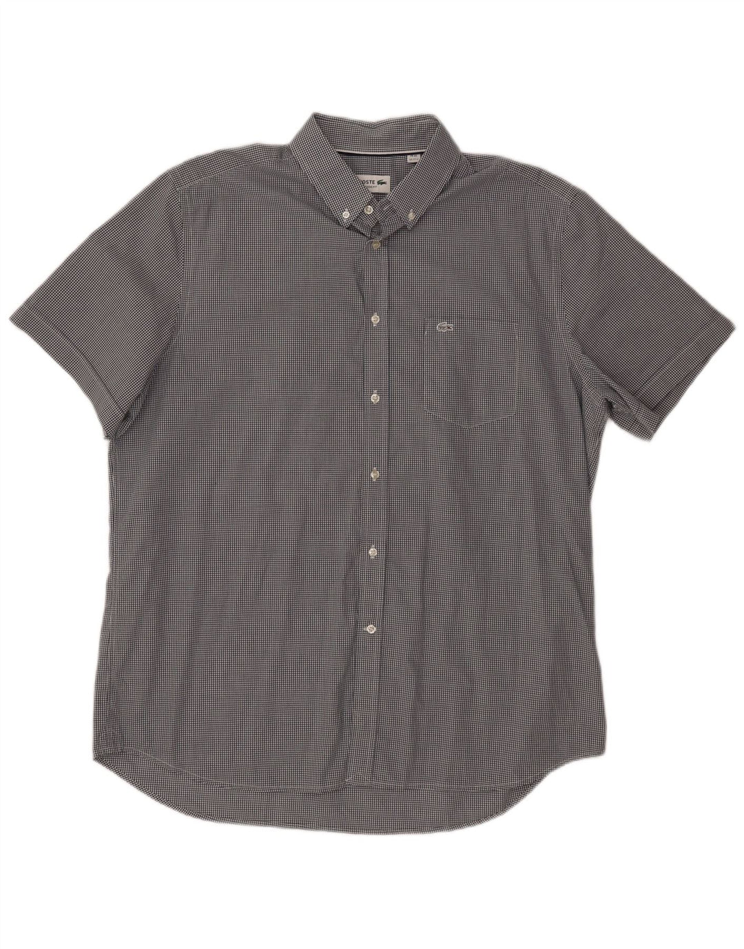 Camicia a maniche corte da uomo LACOSTE taglia 44 17 1/2 XL a quadretti neri