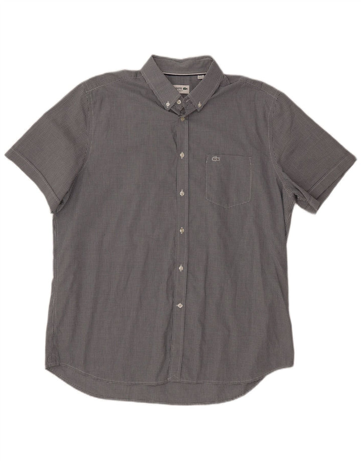 Camicia a maniche corte da uomo LACOSTE taglia 44 17 1/2 XL a quadretti neri