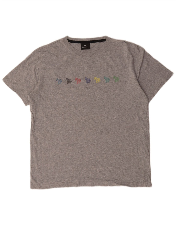 T-shirt grafica da donna Paul Smith Top UK 14 cotone grigio medio