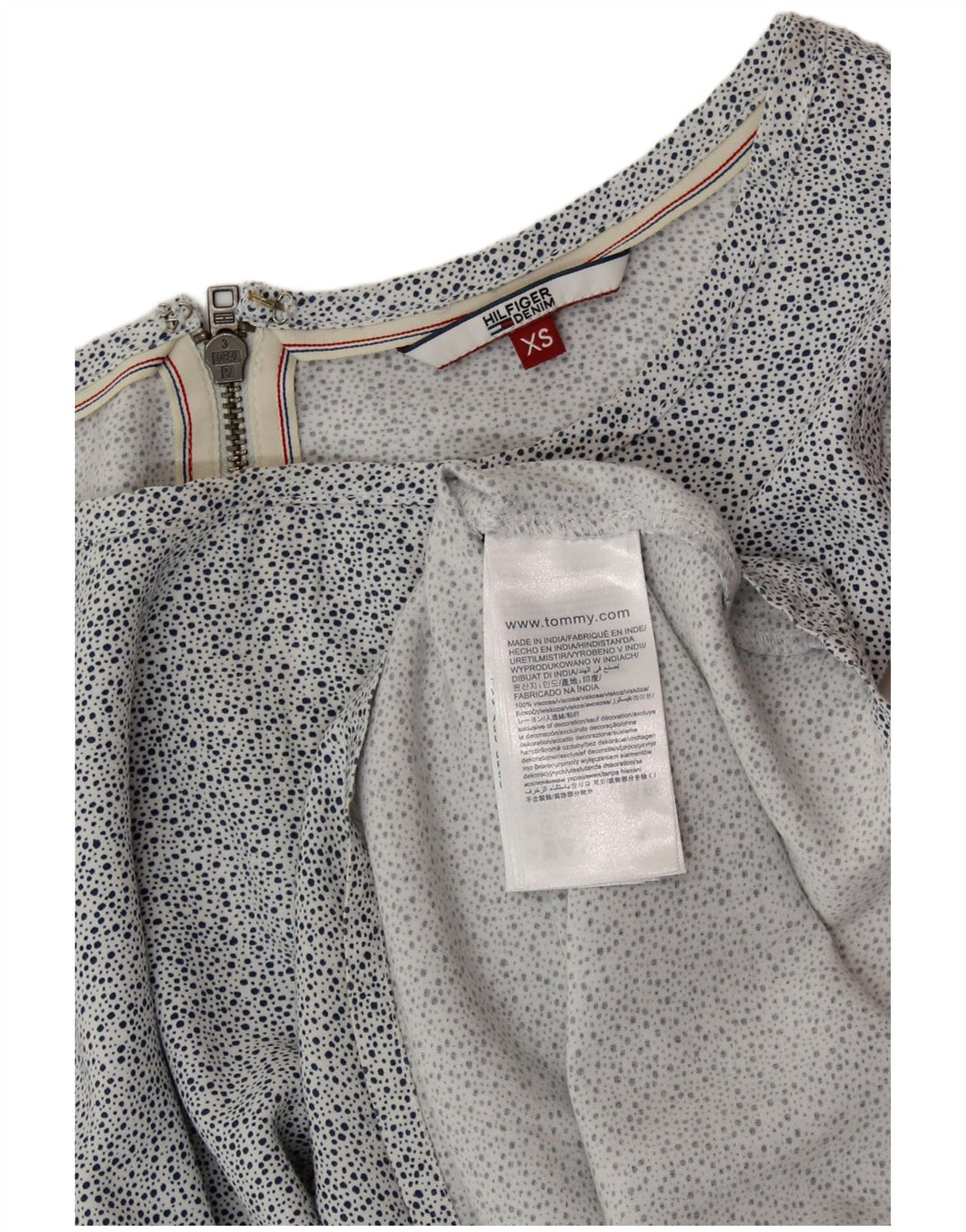 TOMMY HILFIGER Abito da donna senza maniche a trapezio UK 6 XS bianco maculato