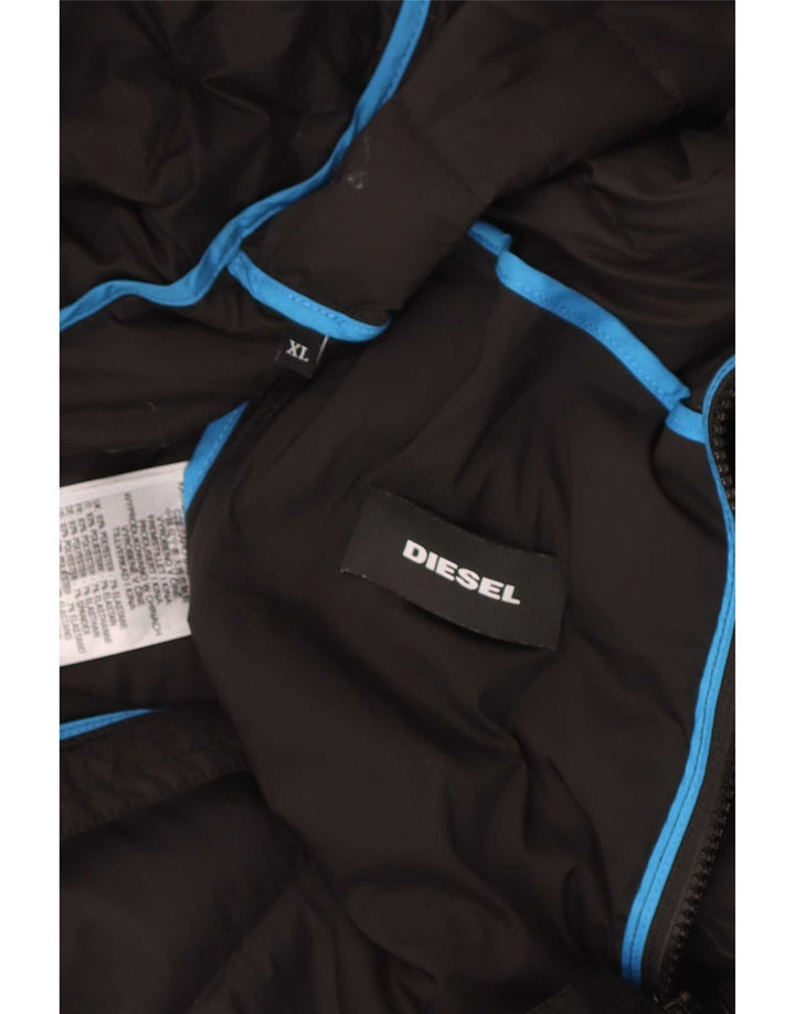 Giacca imbottita con cappuccio da uomo Diesel UK 42 XL poliestere nero