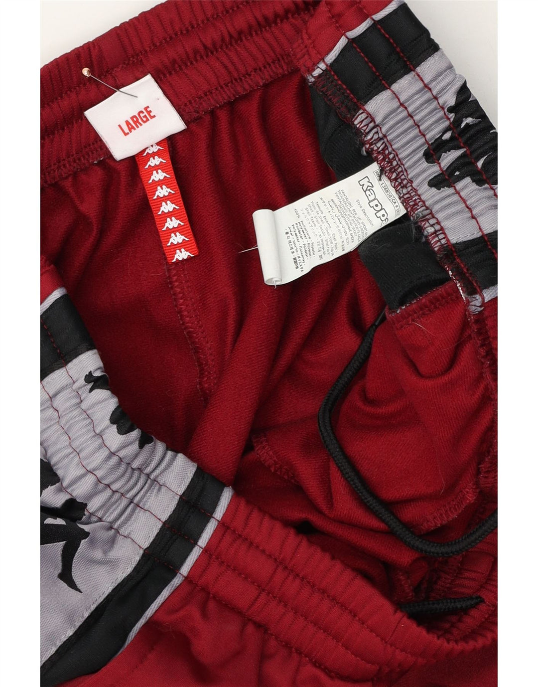 Pantaloni da tuta con grafica Kappa da uomo, grandi, in poliestere color block bordeaux