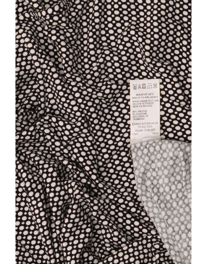 Top in camicetta da donna Marks & Spencer UK 14 grande viscosa maculata nera