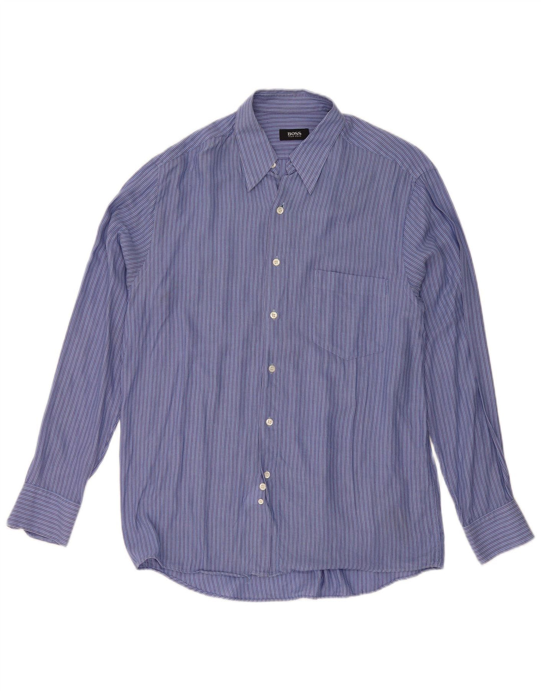 Camicia da uomo Hugo Boss taglia 40 classica in cotone a righe blu medio