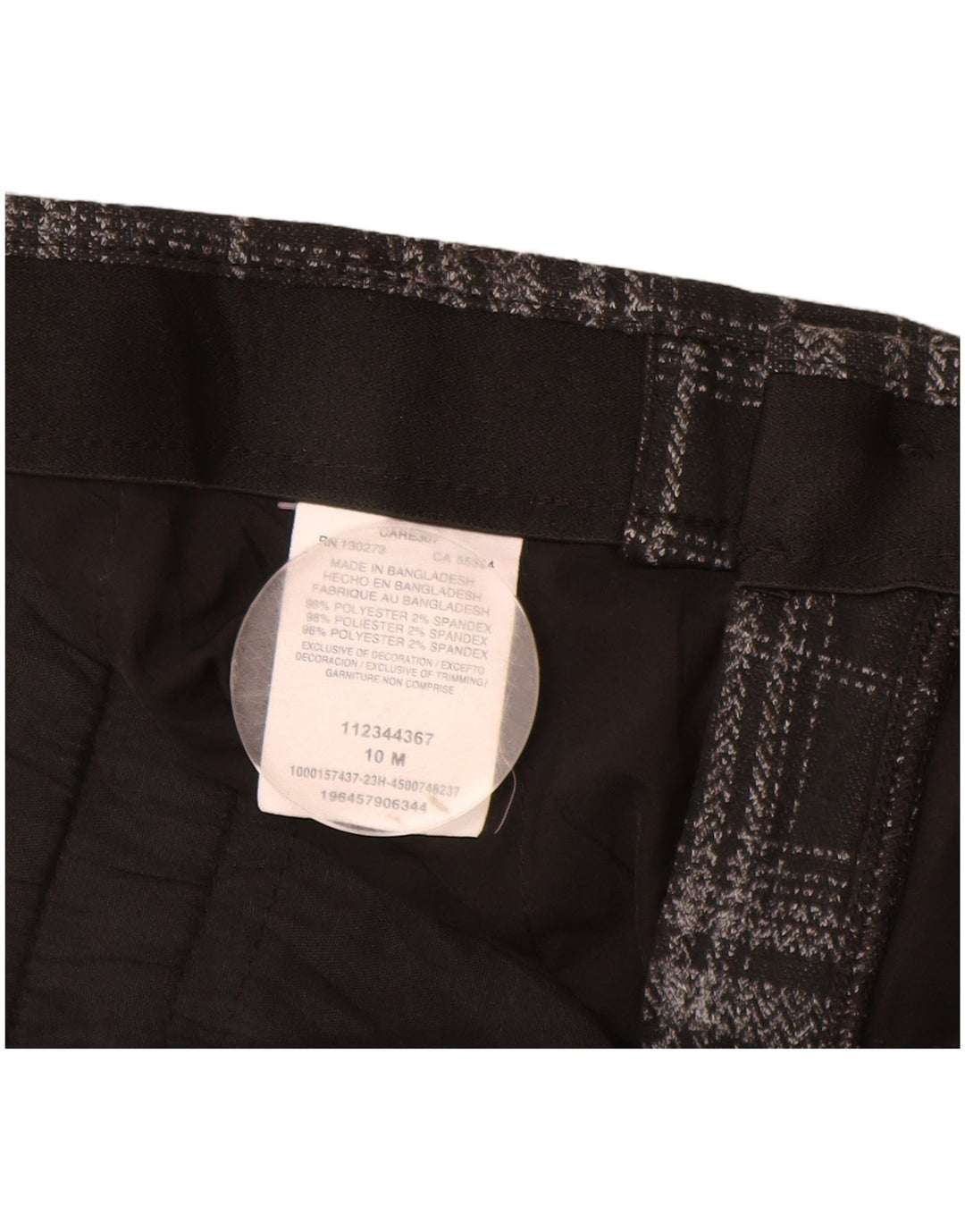 Pantaloni chino da donna Lee US 10 Large W30 L30 poliestere a quadri neri
