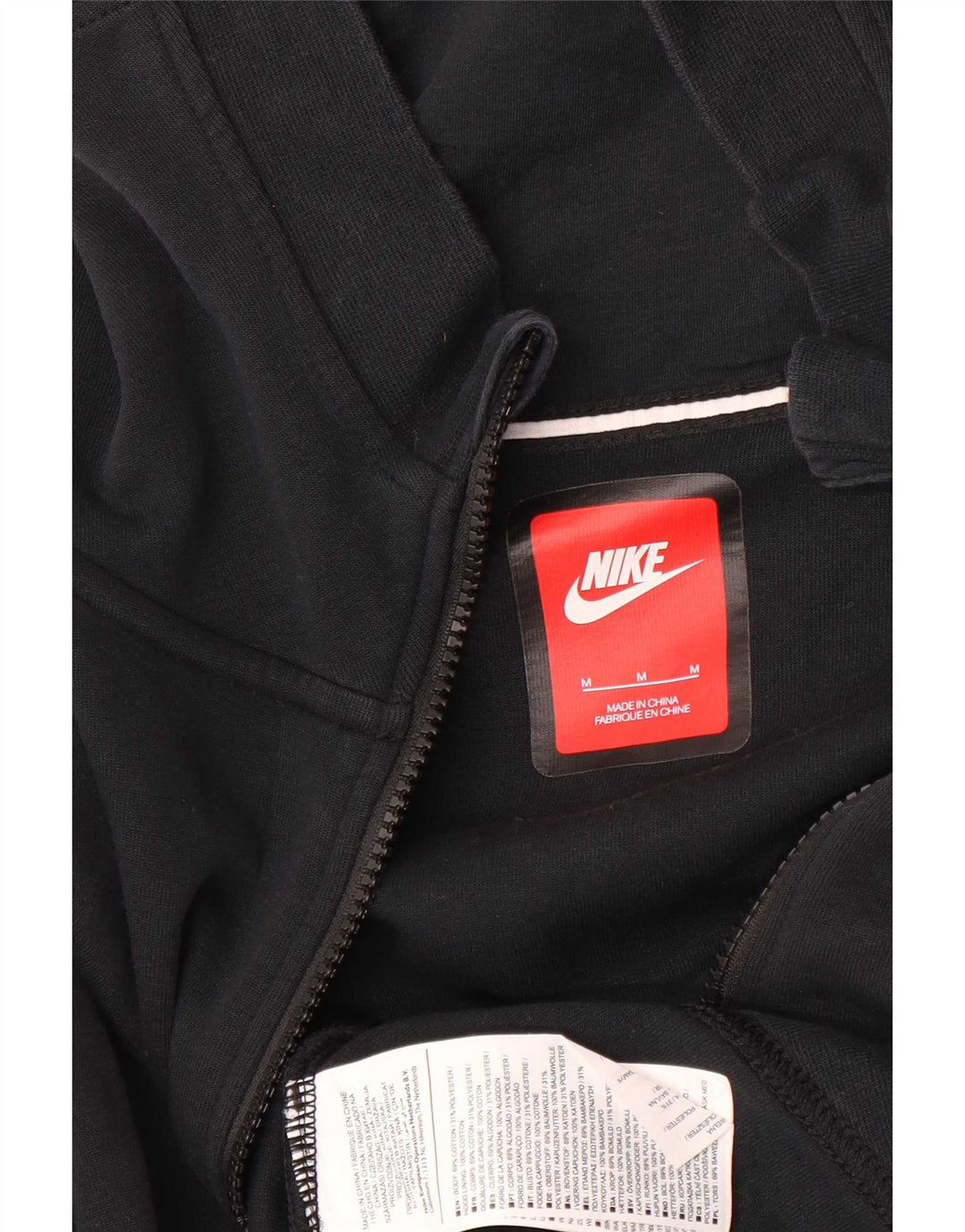 Felpa con cappuccio e zip Nike da uomo in cotone nero medio