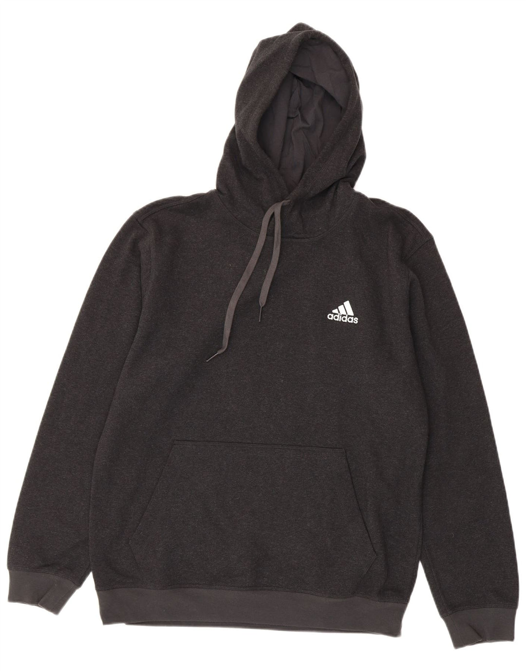Felpa con cappuccio da uomo Adidas in cotone grigio medio