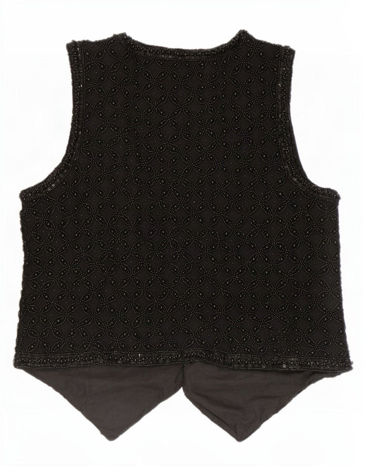 Gilet vintage da donna UK 14 medio nero