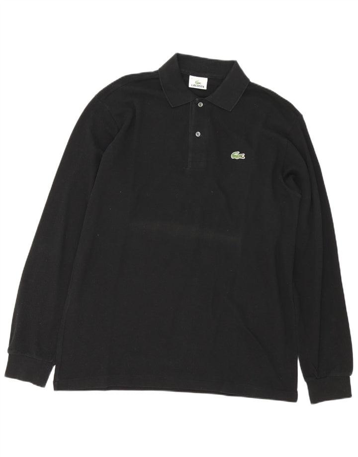 Polo da uomo a maniche lunghe Lacoste taglia 4, cotone nero medio