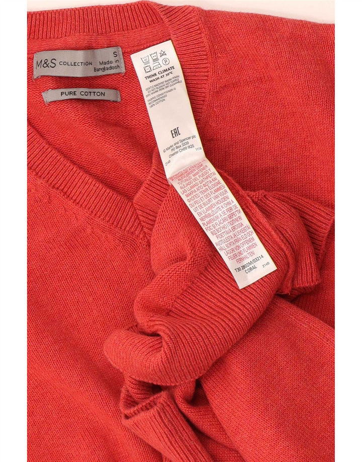 Maglione da uomo con scollo a V Marks & Spencer piccolo in cotone arancione