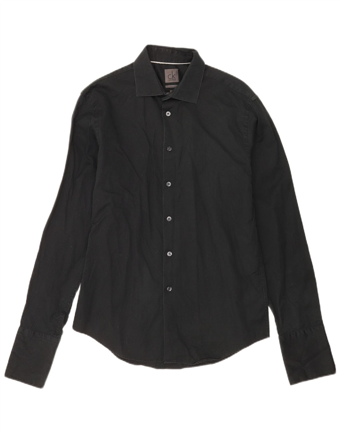 Camicia formale da uomo Calvin Klein taglia 39 15 1/2 medio gessato nero