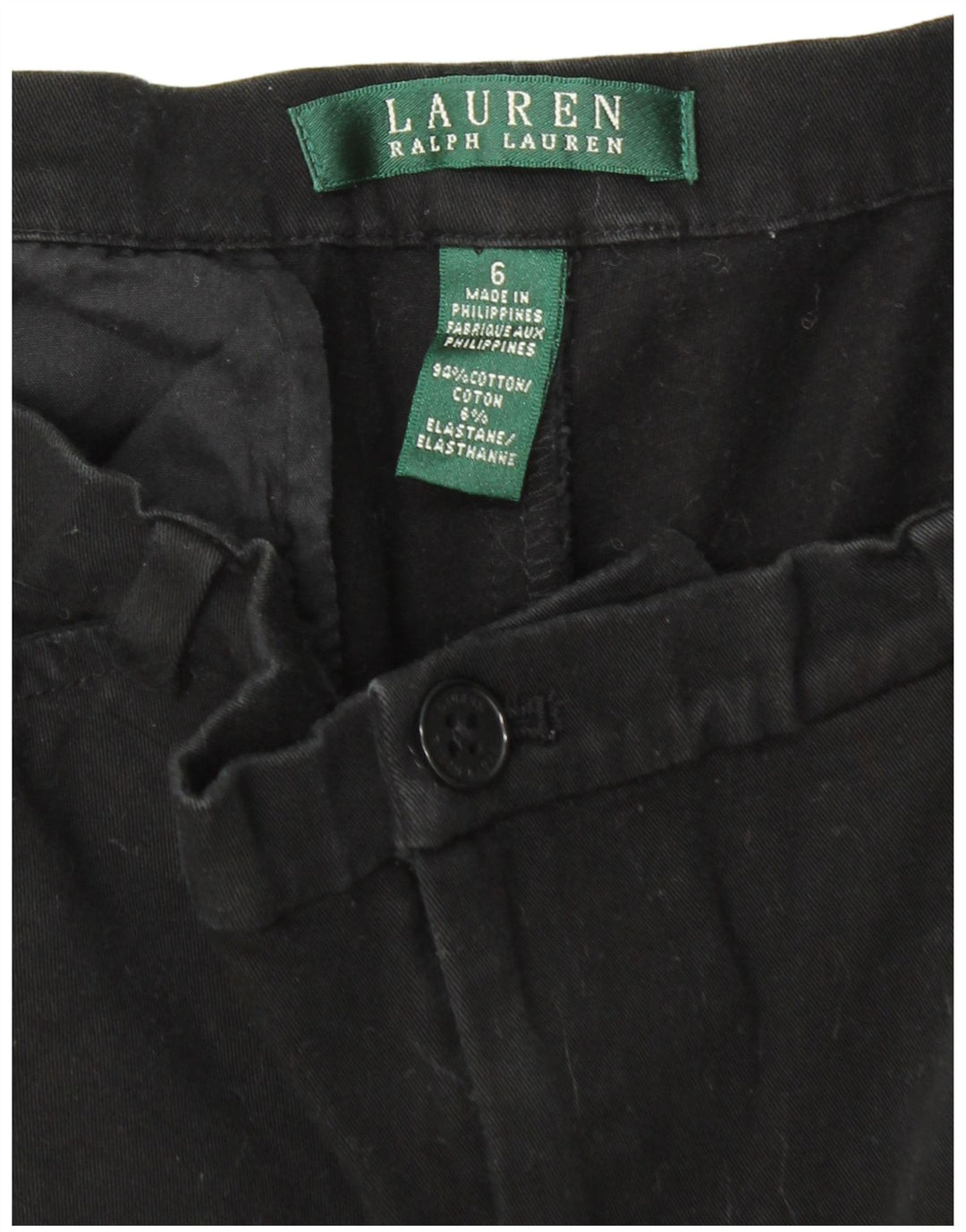 Pantaloni casual da donna Ralph Lauren US 6 medi W28 L25 cotone nero