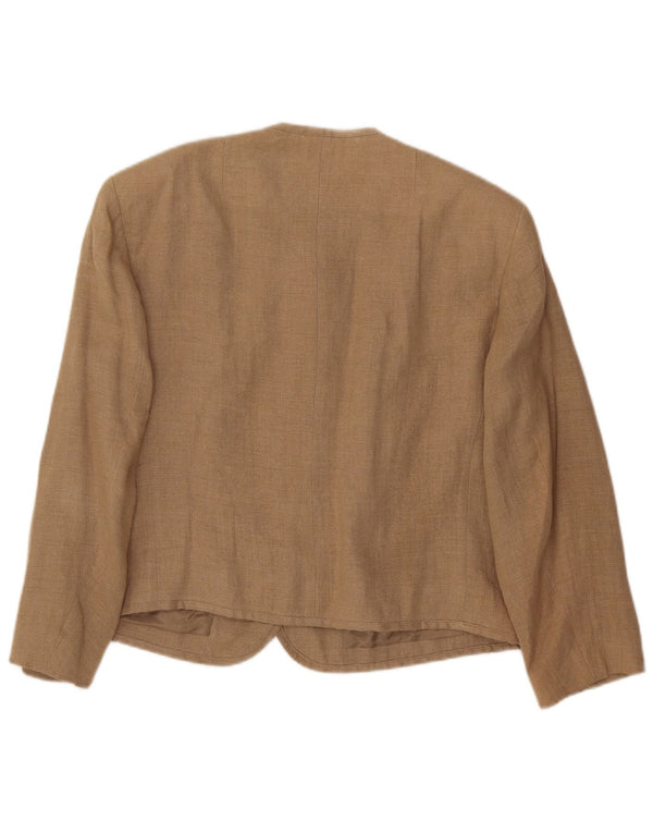 Julius Lang Womens 5 Button Blazer Jacket UK 16 Large Beige Floral Linen