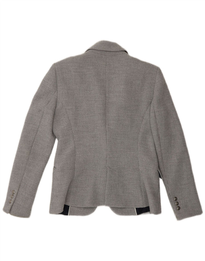 Giacca blazer a 1 bottone da donna Zara UK 16 grande poliestere grigio