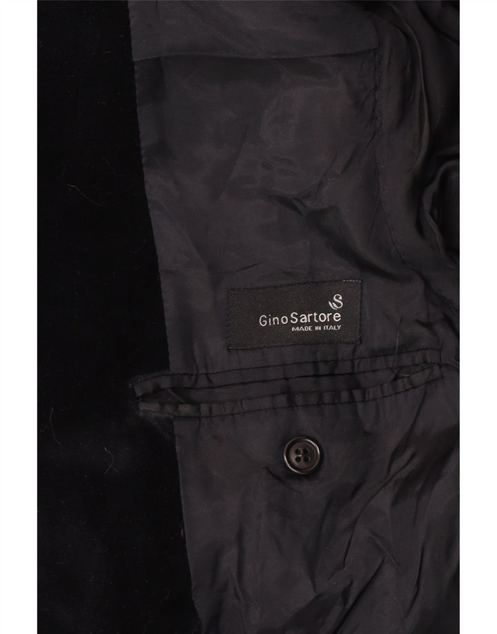 Giacca blazer in velluto da uomo a 3 bottoni Gino Sartore UK 36 piccola nera