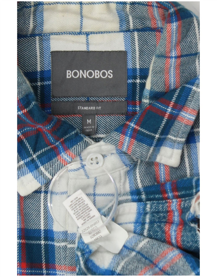 BONOBOS Camicia da uomo in flanella vestibilità standard, cotone a quadri blu medio