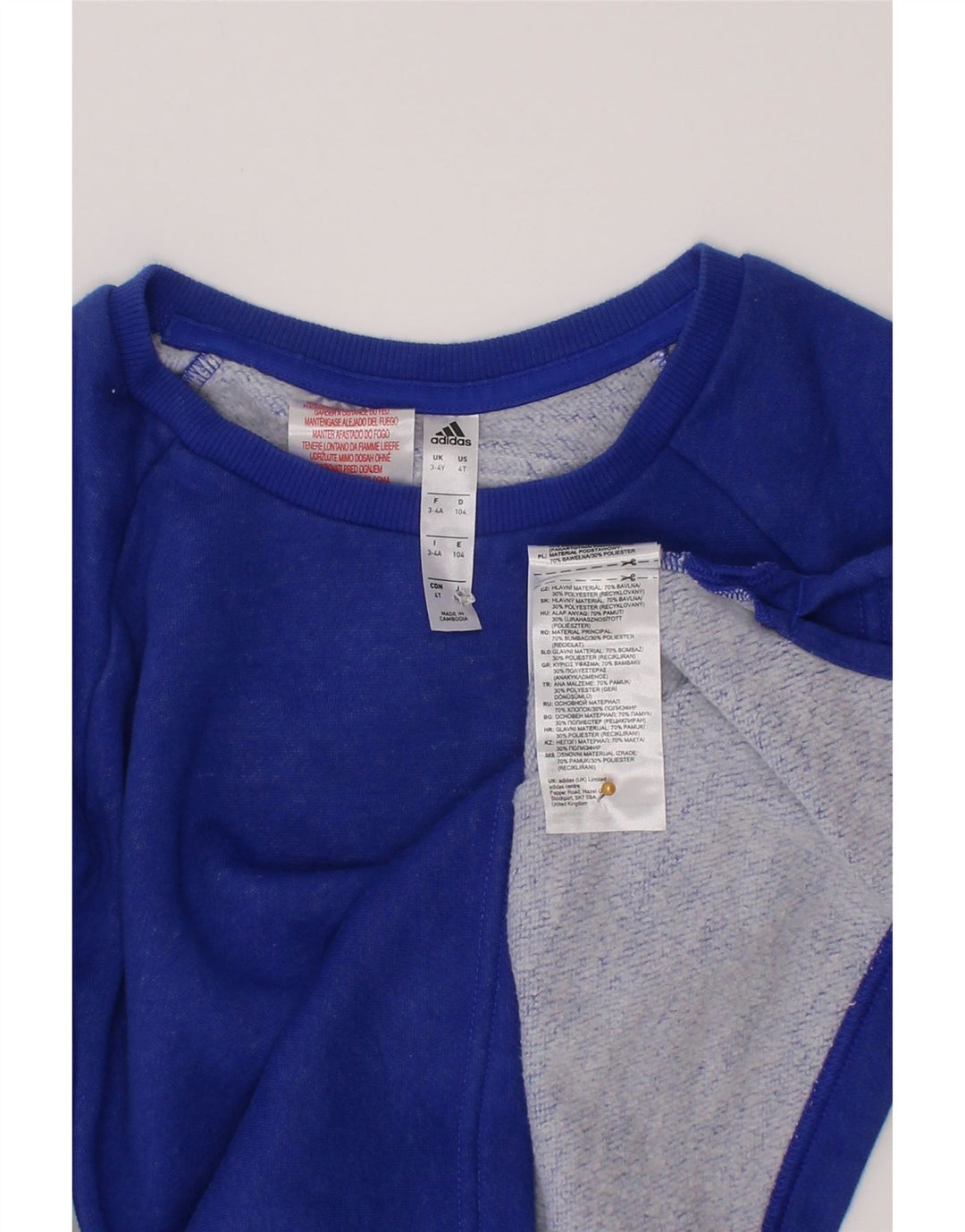 Felpa Adidas Bambino Maglione 3-4 Anni Cotone Blu
