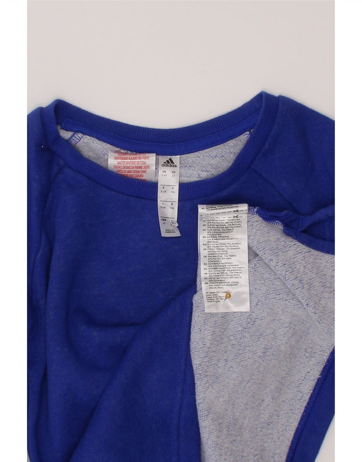 Felpa Adidas Bambino Maglione 3-4 Anni Cotone Blu