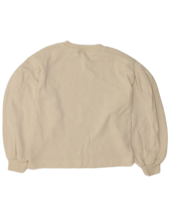 Felpa oversize da donna Zara UK 10 piccola in cotone bianco sporco