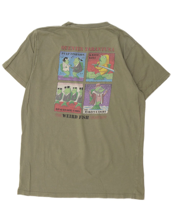 T-shirt grafica da uomo Weird Fish Top grande in cotone kaki
