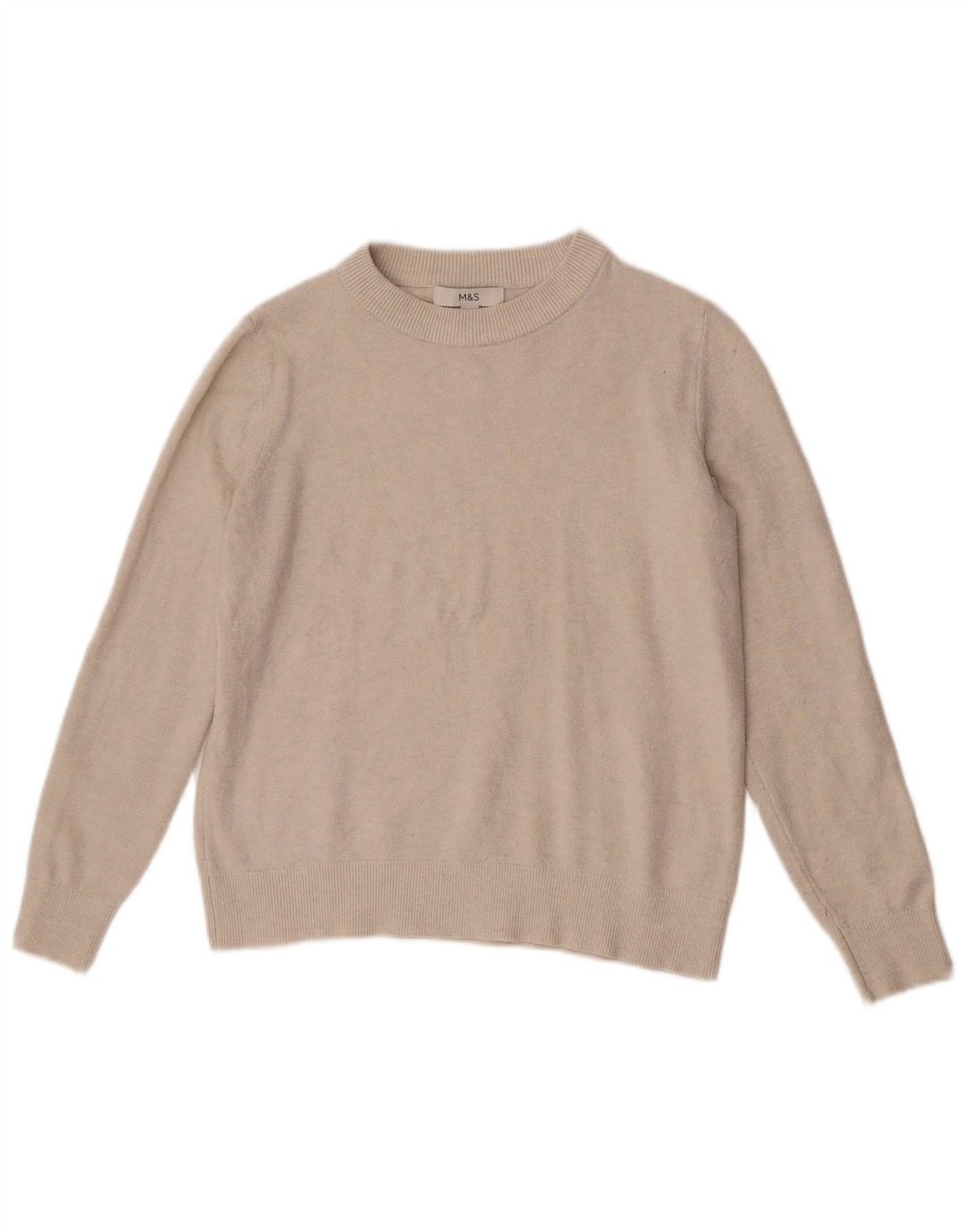 Maglione maglione con scollo a barca da donna Marks & Spencer UK 10 piccolo poliestere beige