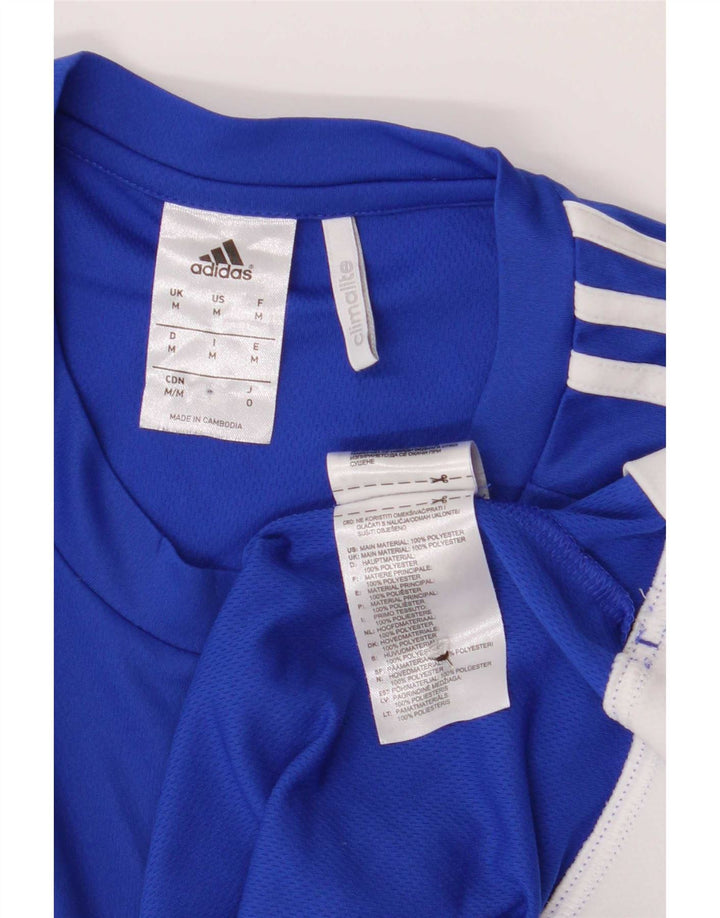 T-shirt Adidas Climalite da uomo Top in poliestere color block blu medio