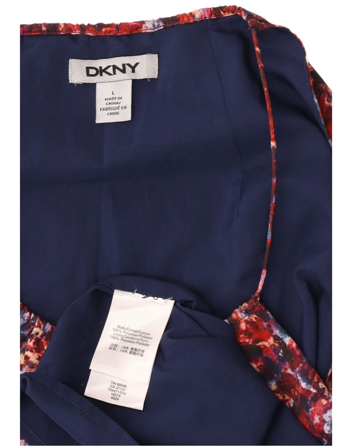 Abito tubino senza maniche Dkny da donna con motivo astratto UK 14 grande rosso