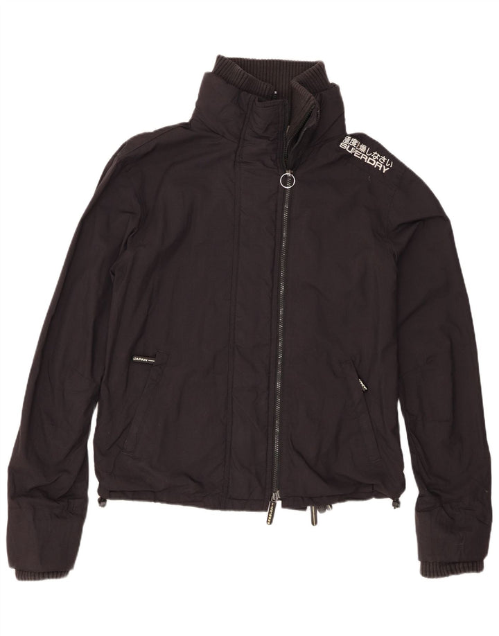 Giacca antipioggia da donna Superdry UK 14 nylon nero medio