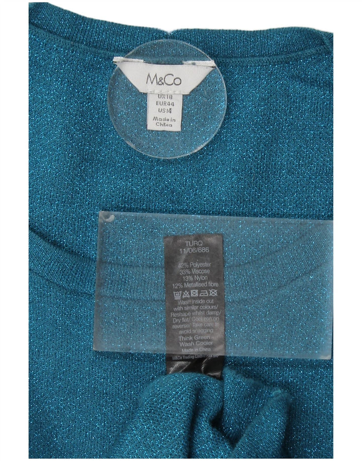 Maglione maglione girocollo da donna M&CO UK 18 XL poliestere blu