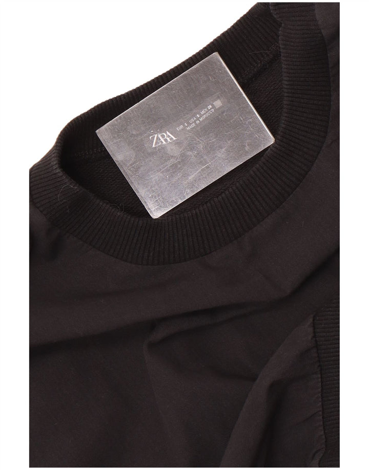 Felpa corta da donna Zara UK 10 piccola nera