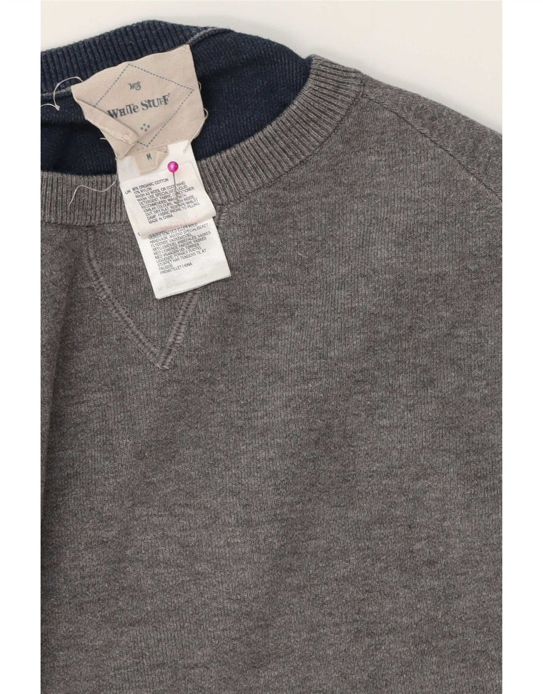 Maglione maglione girocollo da uomo White Stuff in cotone grigio medio