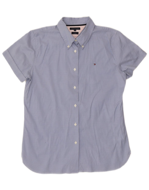 Camicia a maniche corte da donna Tommy Hilfiger US 10 Large in cotone blu