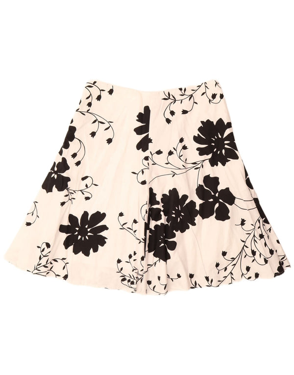 Gonna a trapezio da donna Monsoon UK 14 Large W34 Cotone floreale bianco