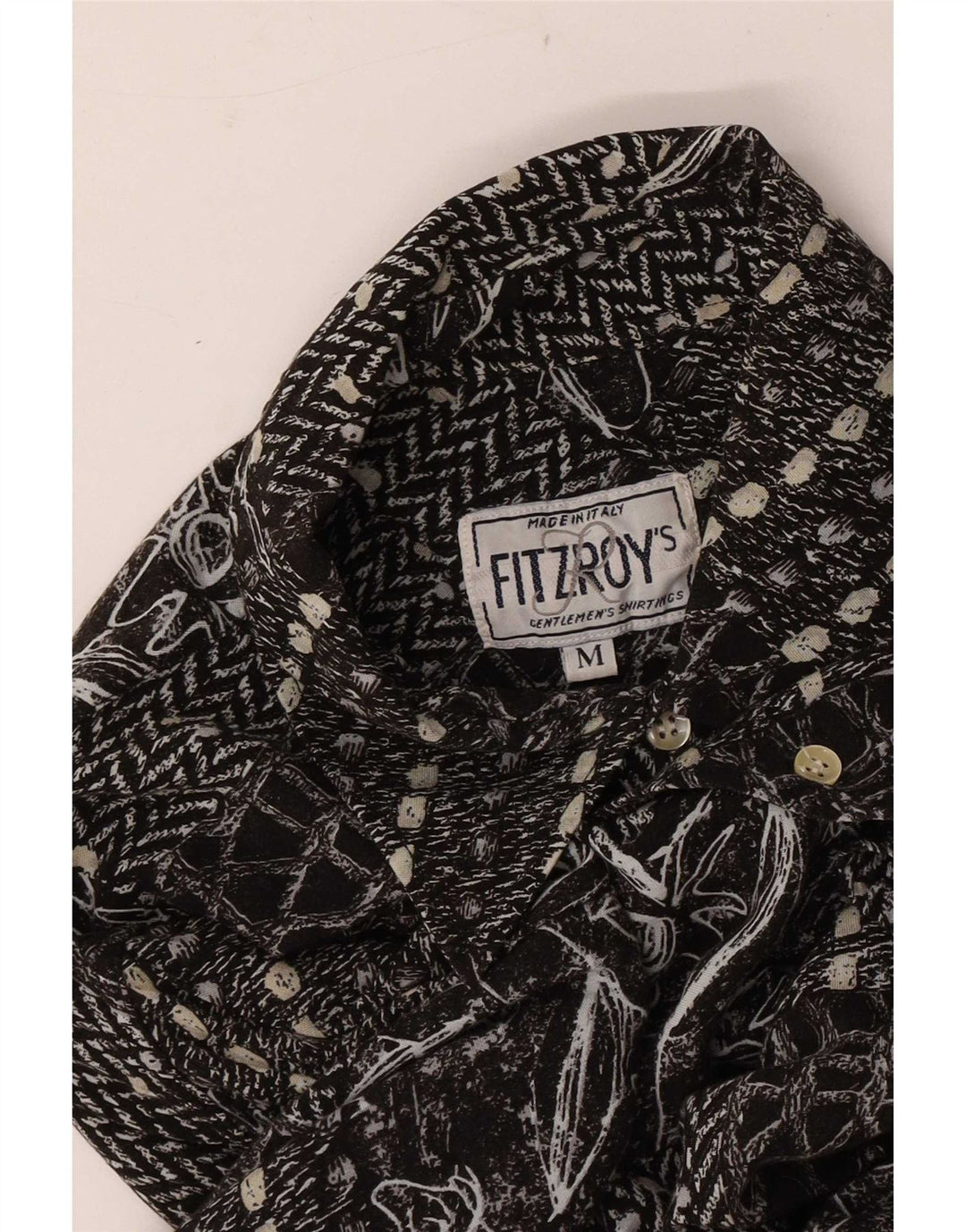 Camicia vintage da uomo a maniche corte patchwork nero medio