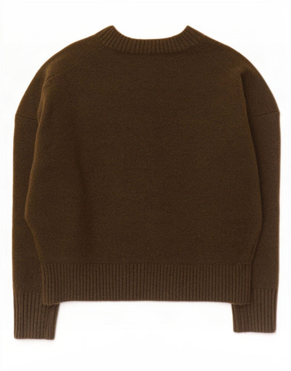 Maglione maglione oversize con scollo a barca da donna Zara UK 10 piccolo acrilico kaki