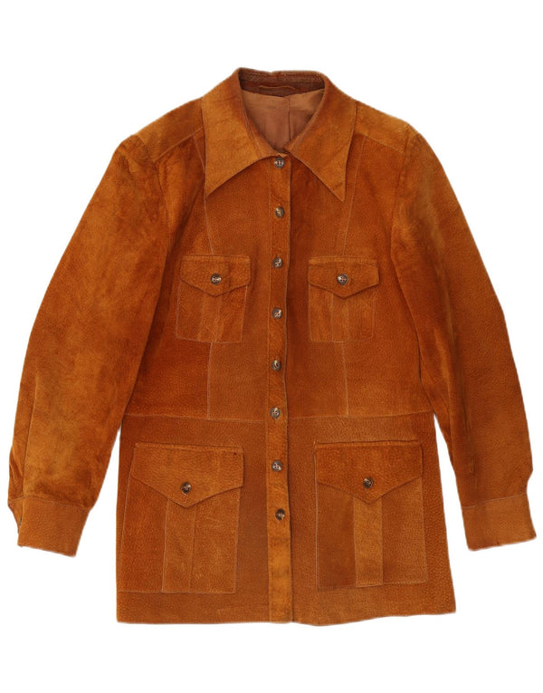 Giacca vintage in pelle scamosciata da donna IT 42 Marrone medio