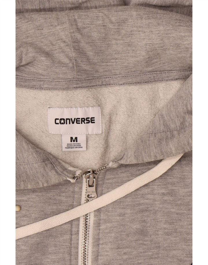 Maglione con cappuccio e zip da uomo Converse in cotone grigio medio