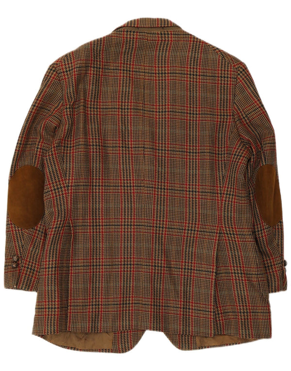 Giacca blazer da uomo a 2 bottoni DAKS UK 38 Lana nuova pied de poule marrone medio
