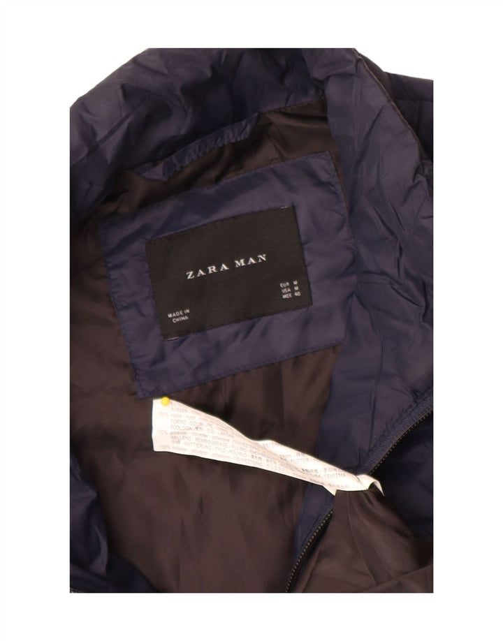 Gilet imbottito da uomo Zara UK 38 medio in nylon blu navy