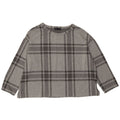Top corto da donna Marks & Spencer manica 3/4 UK 20 2XL poliestere scozzese grigio