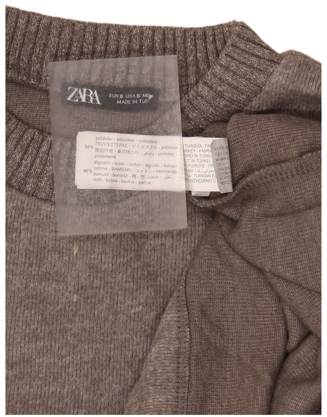 Maglione girocollo oversize da donna Zara UK 10 piccolo poliestere grigio