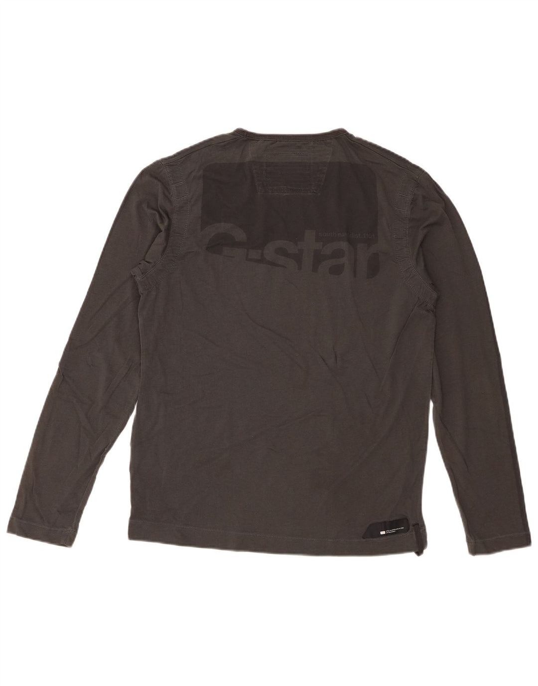Top grafico da uomo G-Star a maniche lunghe in cotone grigio medio