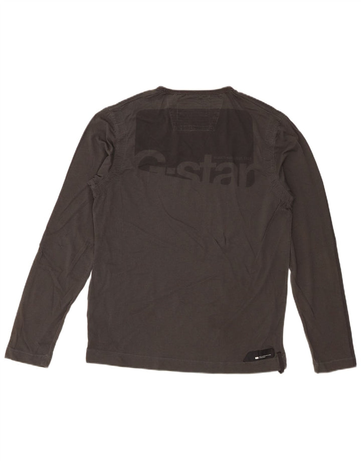Top grafico da uomo G-Star a maniche lunghe in cotone grigio medio