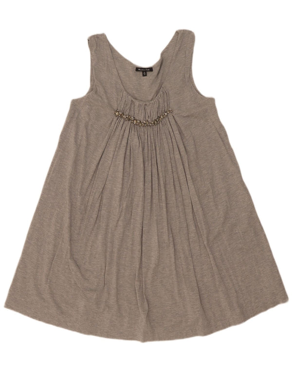 Abito a trapezio senza maniche da donna Massimo Dutti UK 10 Piccola seta grigia screziata