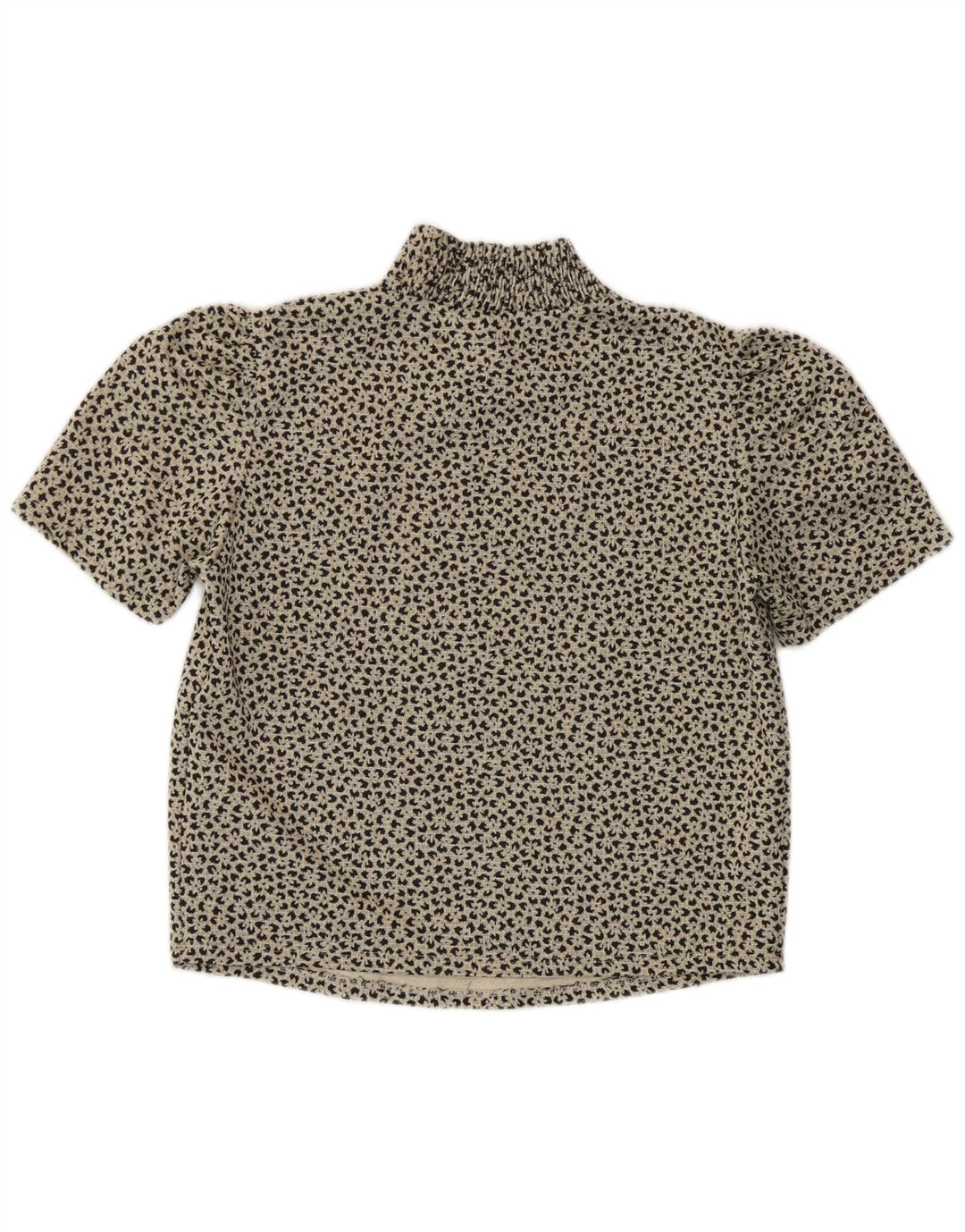 Top corto da donna Zara in camicetta UK 14, poliestere grande con stampa animalier grigia