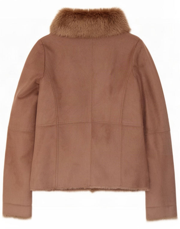 Giacca Sherpa aperta da donna Oasis UK 10 Small Marrone Poliestere