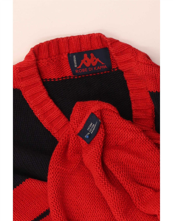 Maglione Kappa da uomo con scollo a V, cotone color block rosso medio