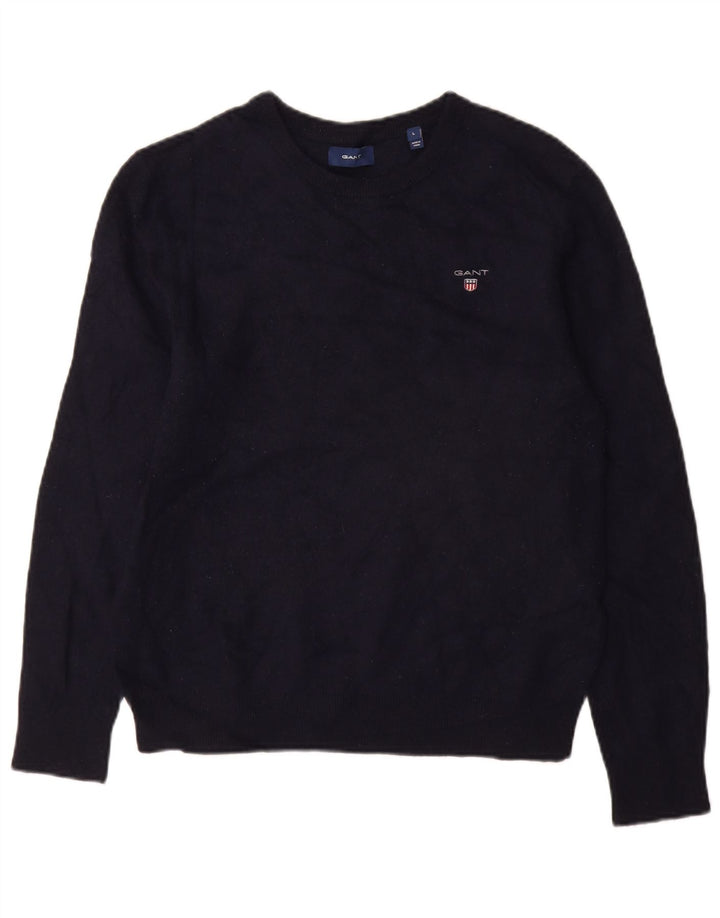 Maglione maglione girocollo da donna Gant UK 14 grande lana blu navy